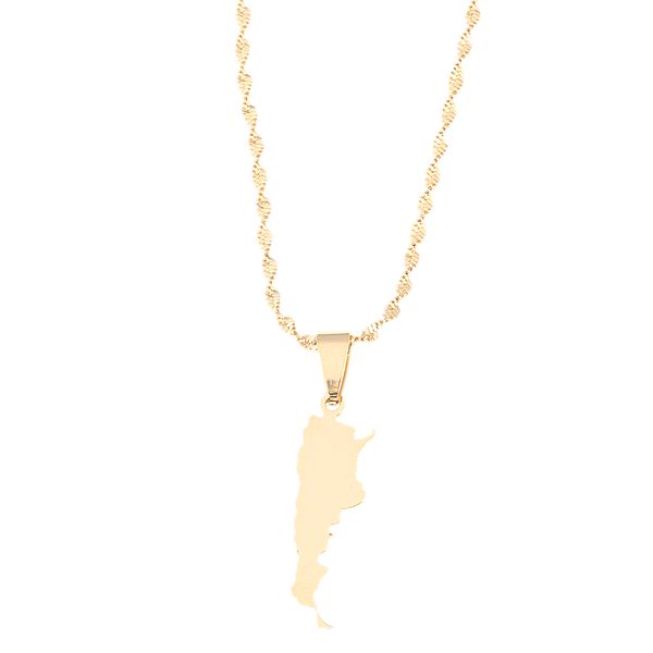 

stainless steel argentina map pendant necklaces for women gold color charm argentine maps jewelry gifts, Silver