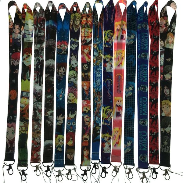 

eupnhy 14 styles japanese anime neck strap lanyard key chains mobile phone lanyard cartoon id pass card usb holder hanging rope, Silver