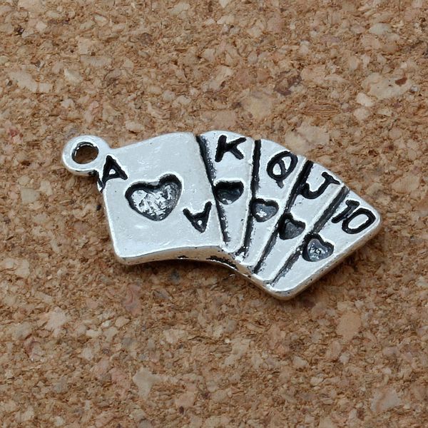 

микрофон. 100шт/ много старину серебряный сплав игральные карты подвески подвески diy ювелирных изделий 13x25mm а-164, Bronze;silver