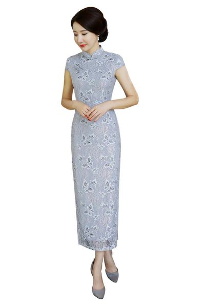 

shanghai story butterfly print long qipao chinese dress lace cheongsam chinese traditional dress oriental for women, Red