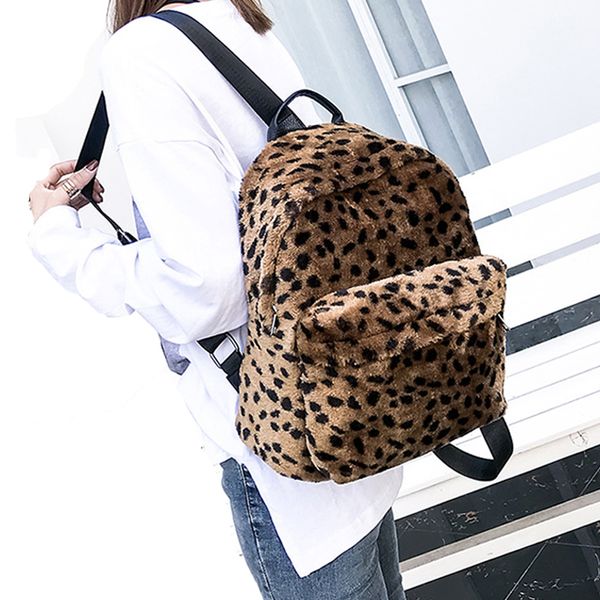 

winter leopard printed backpack casual women backpacks for teenage girls travel shoulder bag female school bags soft backpack