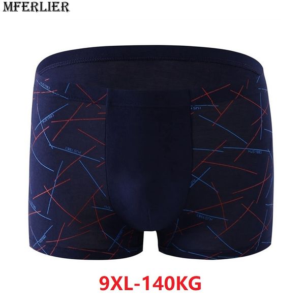 

summer men plus size big boxer 9xl underwear cotton modal print flower elasticity large size 7xl 8xl breathable boxershorts blue, Black;white