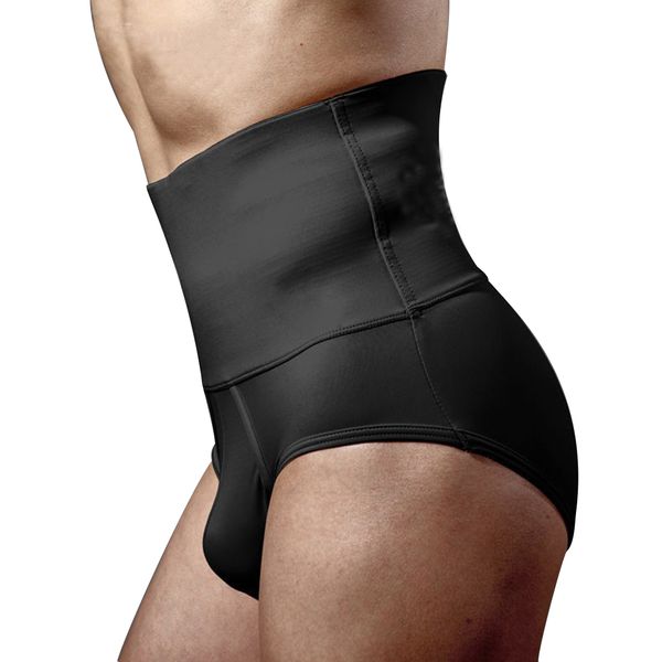 

plus size men tummy tucker control underwear for men shapewear waist abdomen shaping panty modeling strap brief body shaper, Black;brown