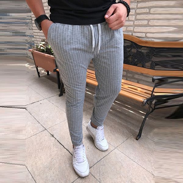 Compre Pantalones A Rayas Para Hombre Pantalones Con Cordon Casual