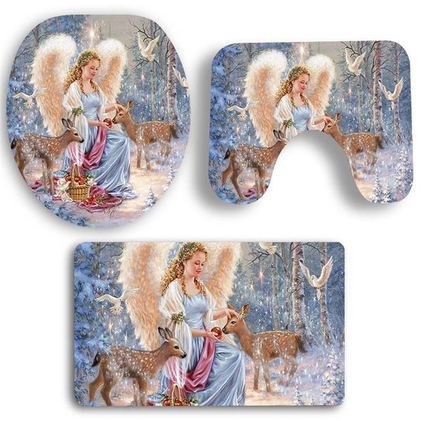 

новый дизайн рождество ванная комната туалетный коврик набор пьедестал коврик + крышка туалетная крышка + коврик для ванной рождество рождес