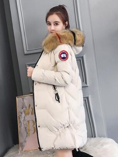 

2019 hotte t color fur collar fa hion winter canada outdoor goo e down thick warm long lim lim down jacket women, Black