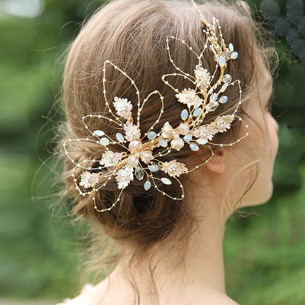 2019 Luxury Tiara Crystal Bridal Headpiece Wedding Hair Accessories Tiaras Big Leaves Bridal Elegant Handmade Hair Clip From Newlake 49 47