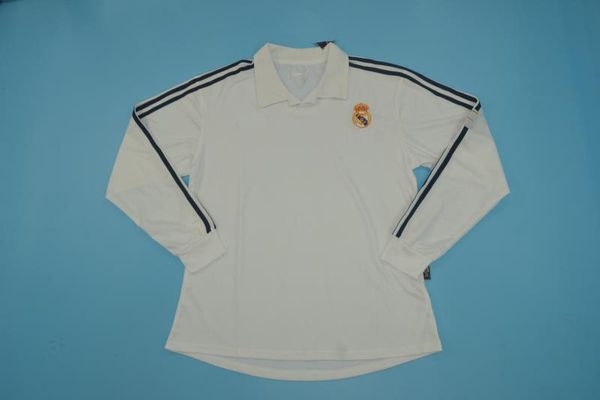 

2002 real madrid men size jersey long sleeve 5#zidane 7#raul ucl version retro jersey classic jersey, Black;gray