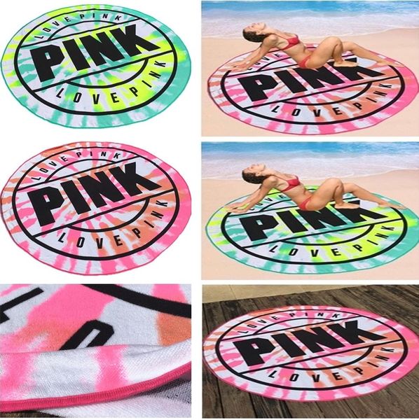 

Pink microfiber round beach towel 160cm oft quick drying wimming bath port towel picnic blanket towel i286