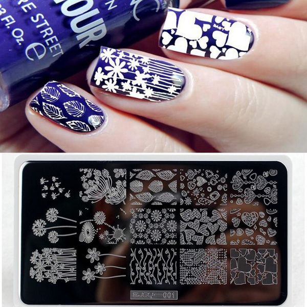 

#zjoy001 nail stamping plates nail art template printing tool dandelion flowers leaf love design stamp image transfer manicure, White