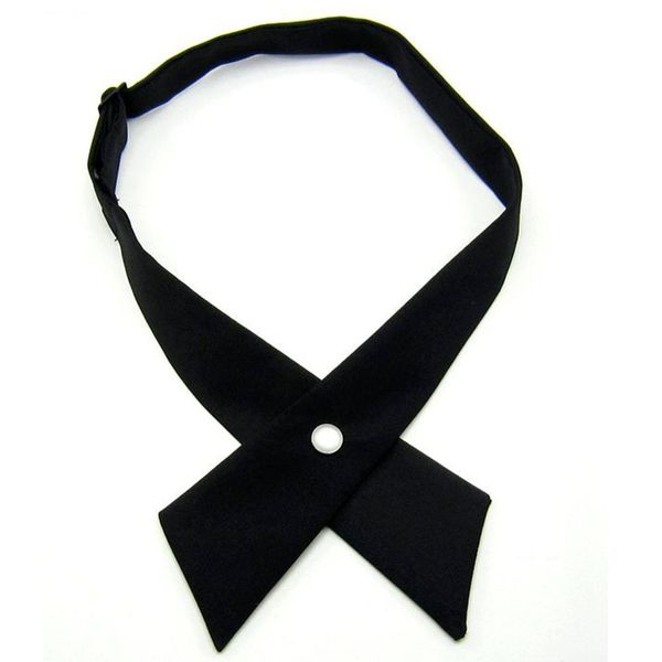 

casual formal solid color mens womens adjustable necktie cross bow tie, Black;blue