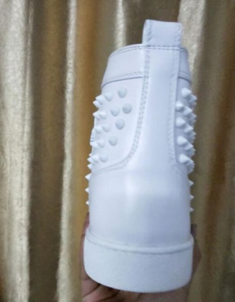 

2018 white mens casual white fashion leather red with spikes lace-up bottom new spikes high new luxury with flats sneaker sh hbic, Black