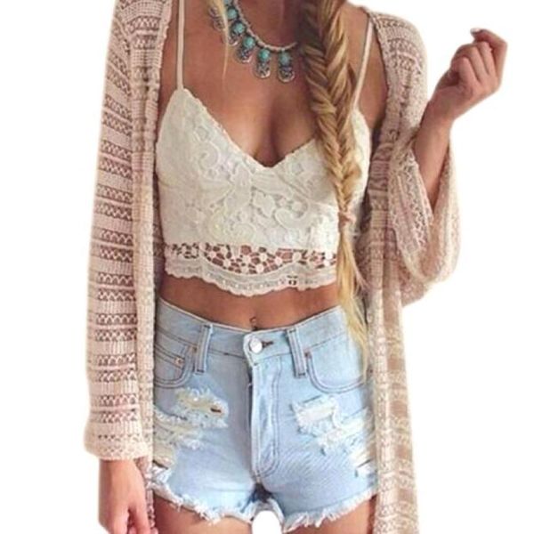 

women's tanks & camis lace vest women crochet tank camisole blouse bralette bra crop sleeveless white fashion 17aug16