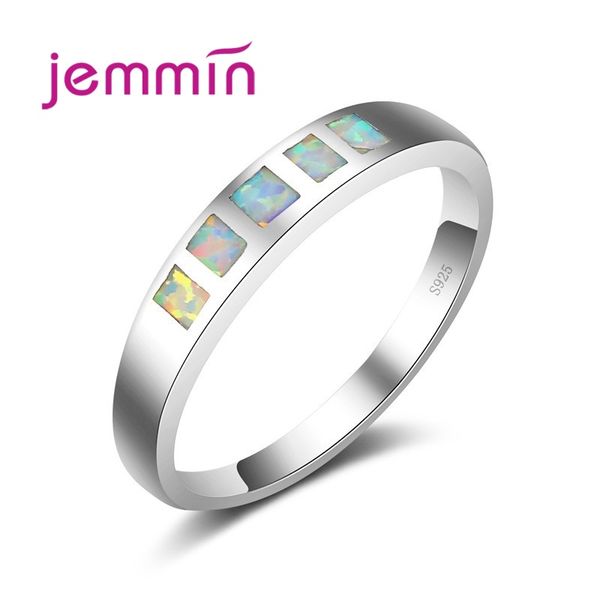 

jemmin brand simple white fire opal rings for women/men wedding engagement 925 sterling silver party ring jewellery, Golden;silver