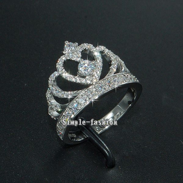 Marca de moda para mujer, anillo de corona, Plata de Ley 925, 5A, circón, cz, anillos de boda para dedo, para mujer, 262w