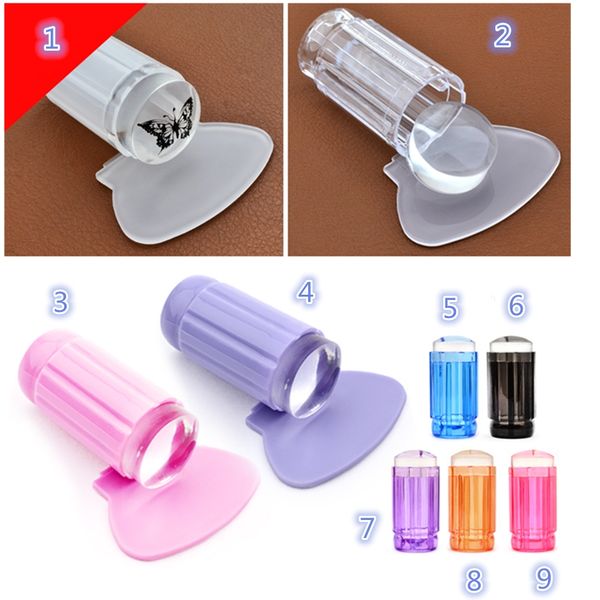 

9 colors new clear jelly diy nail art stamping stamper scraper plate transfer manicure tool 2.8cm