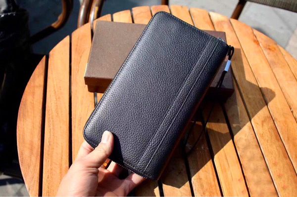 

new fashion designer fashion wallet 23325 leather zipper long wallet black leather money purse with box for men, Red;black