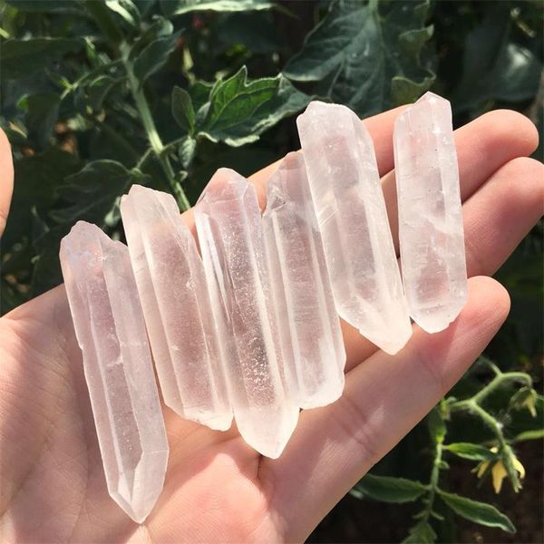 

6pcs clear natural lemurian seed quartz crystal point specimen reiki healing rough gemstone crystal point meditation for making jewelry