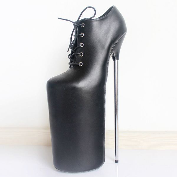 

11.81in heel height pu pointed toe stiletto heel pumps metal heel us size 5-14 no.j3001, Black