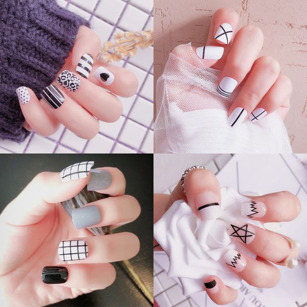 Hot 64 Styles 3D Fake Nails Sexy French Cute Cartoon Full Cover Acrylic Nails Salon Nail Supplies Nail Art Tool Nail Courses Nail Foil From