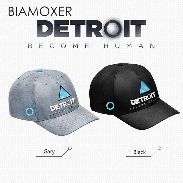

biamoxer game detroit become human connor rk800 cosplay cap e baseball hat twill snapback adjustable men women props new, Blue;gray