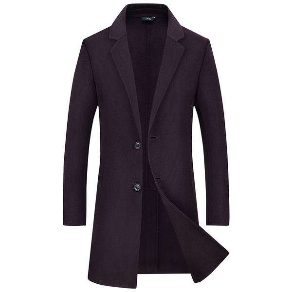 

2018 business stylish casaco masculino mens fall/winter silm fit double woolen overcoat 70% australian wool trench coat for men, Black
