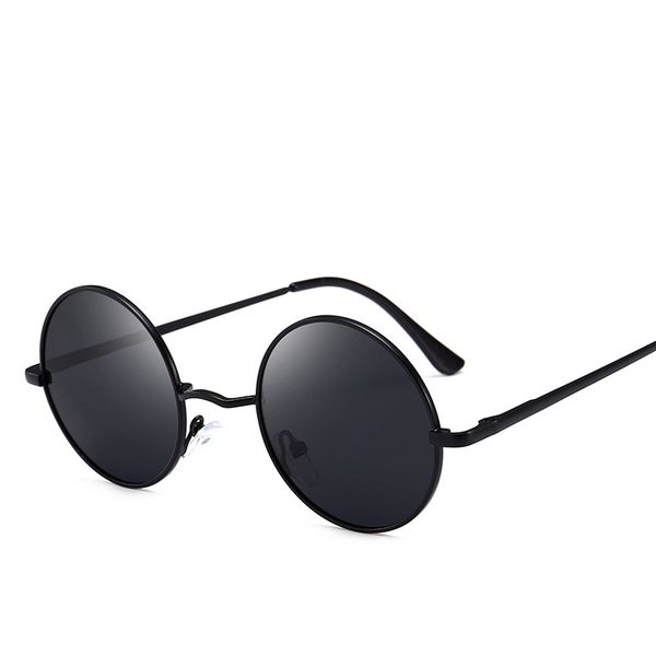 

2018 brand classic retro round sunglasses women black frame circle sun glasses men metal sunglasses uv400 vintage shades, White;black