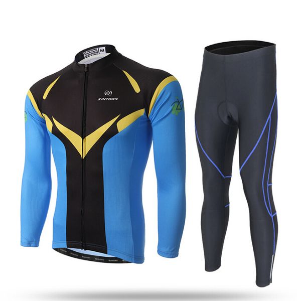 

racing suits two piece autumn thin outdoor sports long-sleeved moisture quick-drying bicycle suit, Black;blue