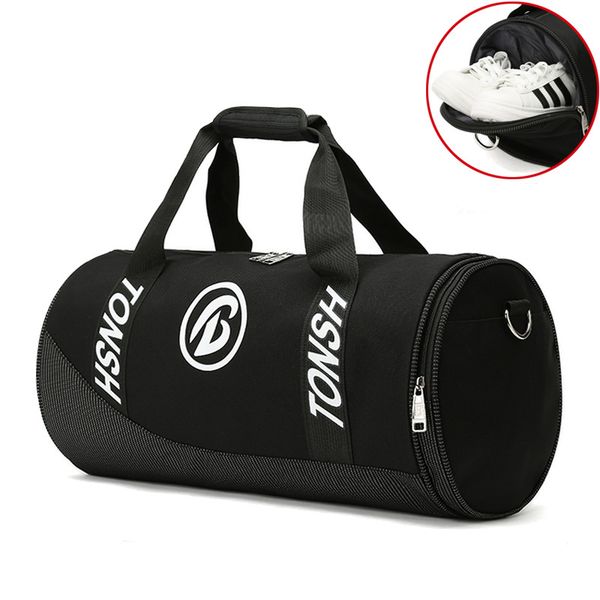 

gym sports bag large capacity shoes bag for fitness women's waterproof cylinder men one shoulder handbag travel luggage