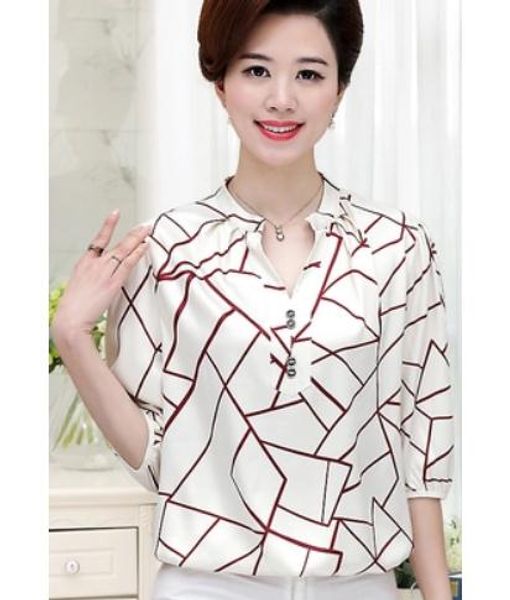 

send 2018 summer short sleeved new style chiffon women shirt, White