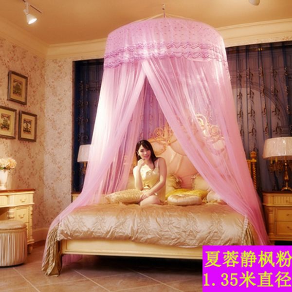 

mosquito net romantic round lace curtain dome bed canopy netting princess mosquito net white pink brand new high quality