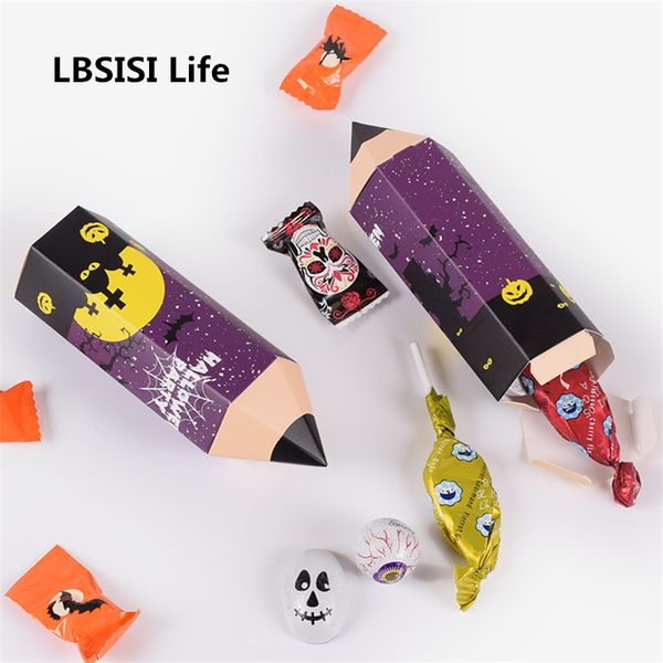 

lbsisi life 100pcs pencil halloween party candy sugar gift box cookie paper boxes diy decoration high quality