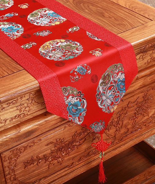 

patchwork fancy silk fabric coffee table runner decorative chinese style rectangle damask table cloth runners dining table mat 180 x 33 cm