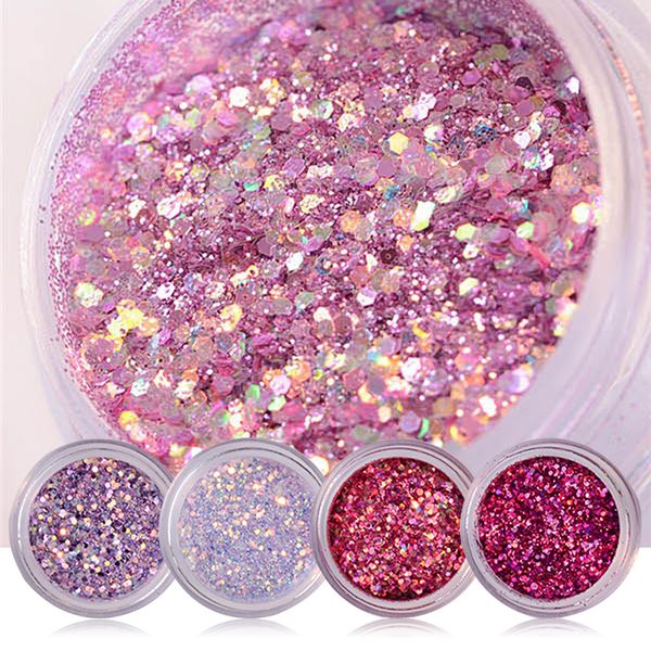 

15g/box 8 colors shiny nail art glitters sequins red pink purple nail tip dust powder manicure art decorations, Silver;gold