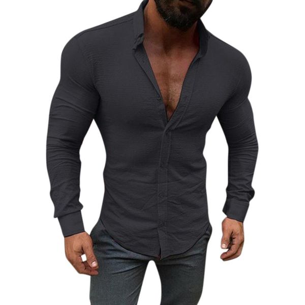 

missky men shirt long sleeve slim fit solid color leasure button lapel casual shirt, White;black