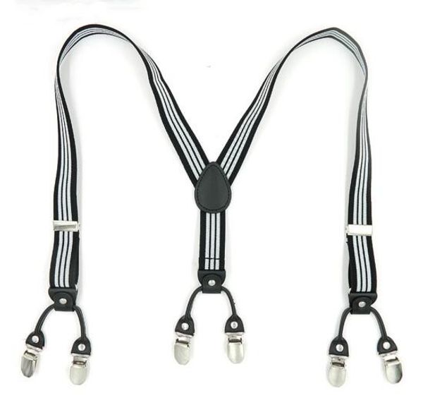 

children's 6 clip y-type strap clip suspenders, Black;white
