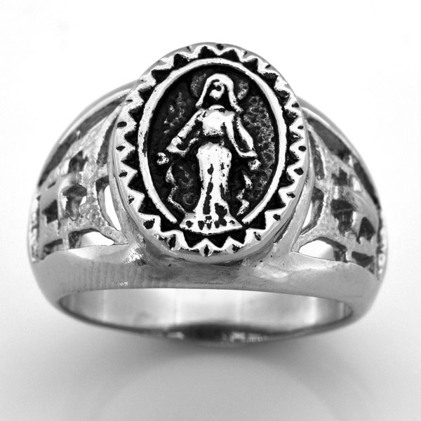 

fanssteel stainless steel jewelry vintage plain ring the virgin mary goddess ring gift for brothers sisters fsr07w43, Silver