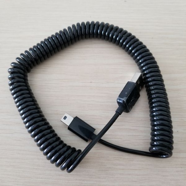 

max length retractable 2m 7ft usb 2.0 a male to mini usb b 5pin male curl coiled spring data sync charge cable cord