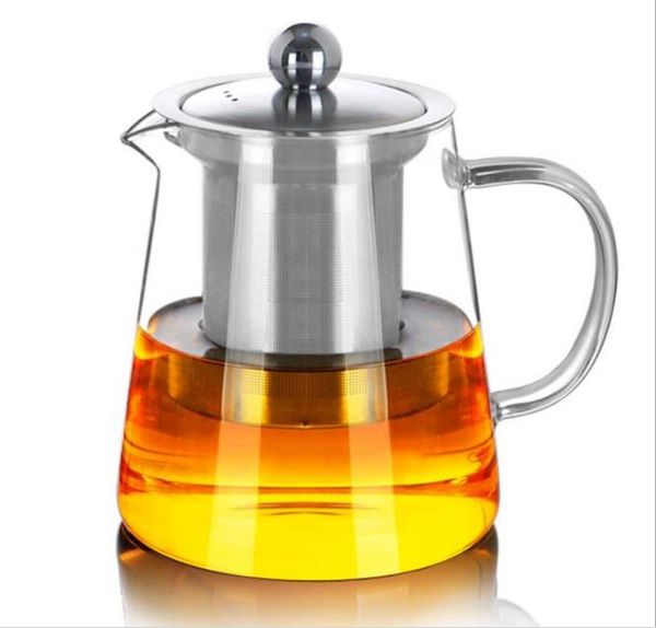 

550ml clear heat resistant glass tea pot kettle with infuser filter tea jar home office tea coffee tools