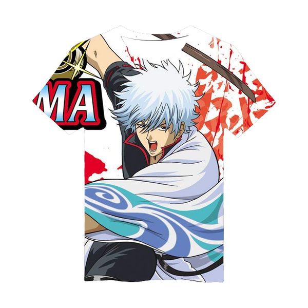 

2018 new fashion womens/mens summer gintama beast funny 3d print gintoki sakata casual short sleeve anime t-shirts tx79, White;black