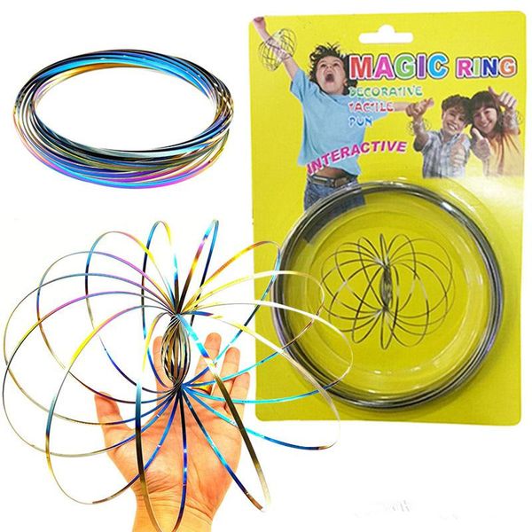 

toroflux rainbow flow rings stainless steel kinetic spring metal sus 304 magic flow ring 3d sculpture ring interactive toys for kids lc762