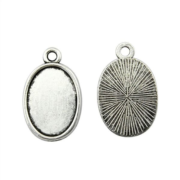 

50 шт. кабошон камея базовый лоток безель пустой ювелирные аксессуары классический одной стороне внутренний размер 13x18 мм овальные камеи и, Slivery;crystal