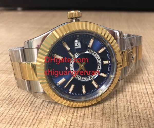 

Aaa men watche 42mm ky dweller 326934 blue dial 18k gold teel two tone mechanical automatic man calendar date watch