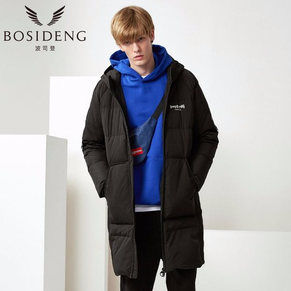 

bosideng 2017 новые мужчины зима длинный пуховик молодежная мода повседневная утка вниз куртка капюшон пальто теплый толстый пиджаки b701421, Black