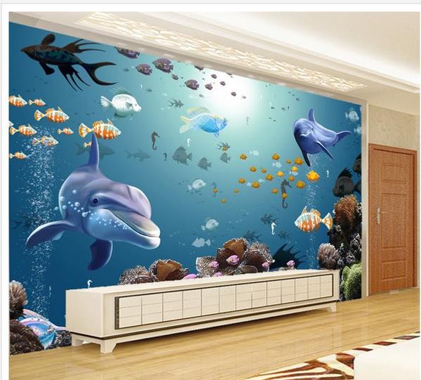 

3d подводный морской мир аквариум тропические рыбы тв фон стены 3d настенные фрески обои