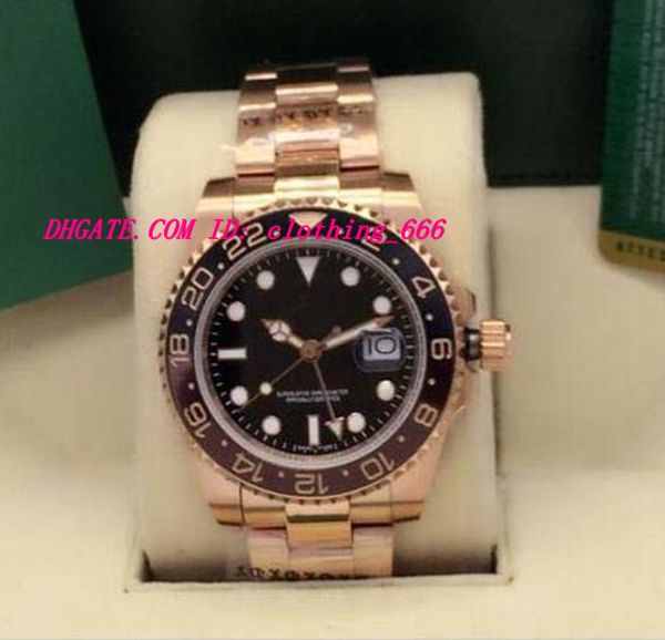 

new style luxury watches ii 18k rose gold & stainless 126715 black dial black/brown ceramic bezel 40mm automatic fashion men's watch, Slivery;brown