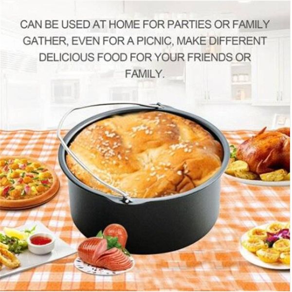 

wholesales air frying pan accessories 5pcs fryer baking basket pizza plate grill pot mat