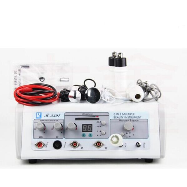 

skin care face massager ultrasonic spray blackhead removal spot high frequency vacuum 5 in 1beauty instrument, Black;white