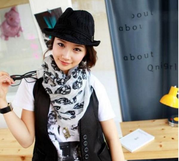 

wrap women lady big stole fashion skeleton shipping casual shawl scarf soft girls long for warm gift head skull ejrao, Blue;gray