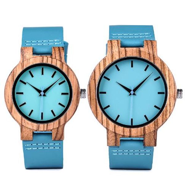 

lovers' watches women wooden men watch turquoise blue timepieces pure love simple and unique design fashion casual 2018, Slivery;brown